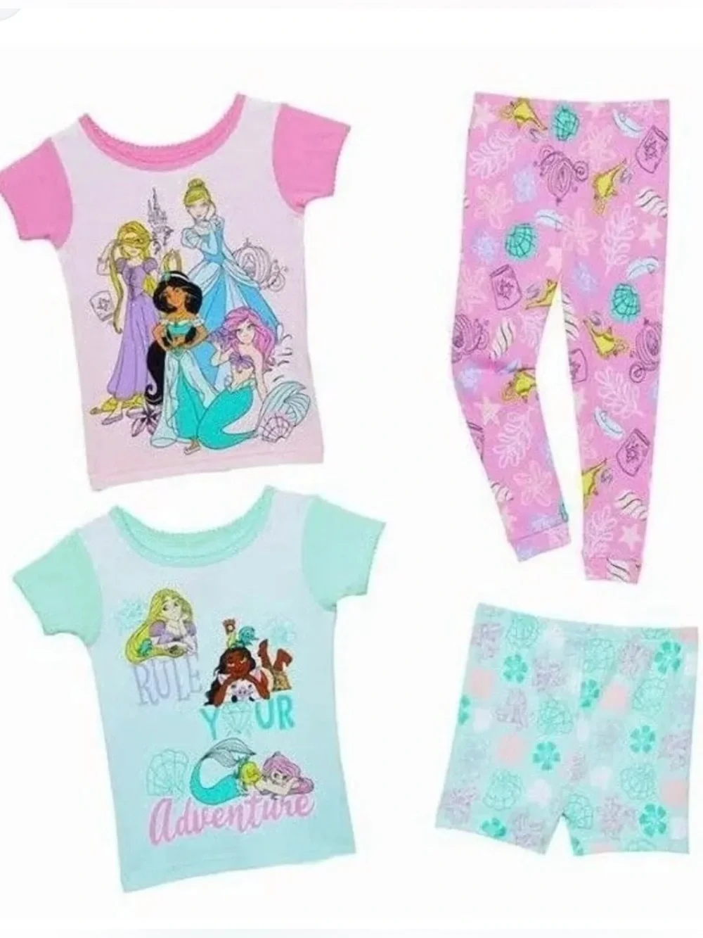Princess Girl’s Pajamas Sleepwear 4 piece Set Size 3T & 5 NWT